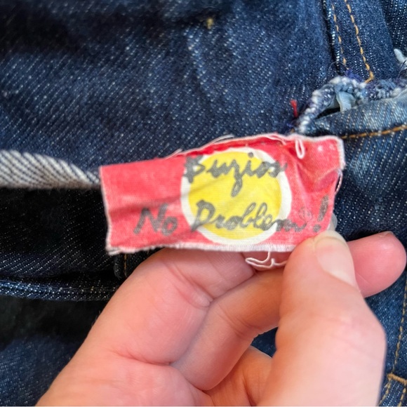 VINTAGE 80s rigid denim jeans buzious no problem high rise pleated tapered blue - Picture 2 of 7